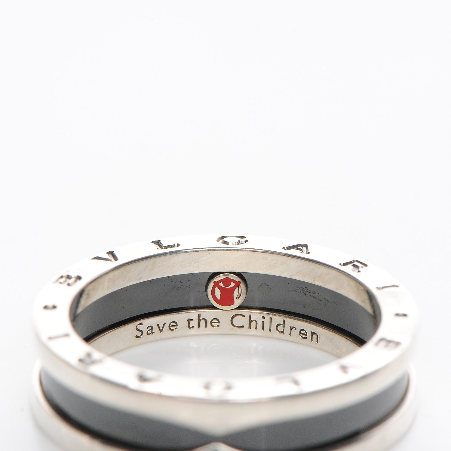 Bulgari Sterling Silver Ceramic Save The Children One-Band Ring 52 6 4 of 7