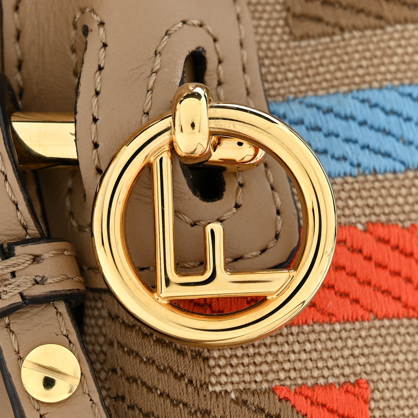 Canvas Vitello King F is Fendi FF Multicolor Embroidered Mini Mon Tresor Bucket Bag Multicolor Cuoio