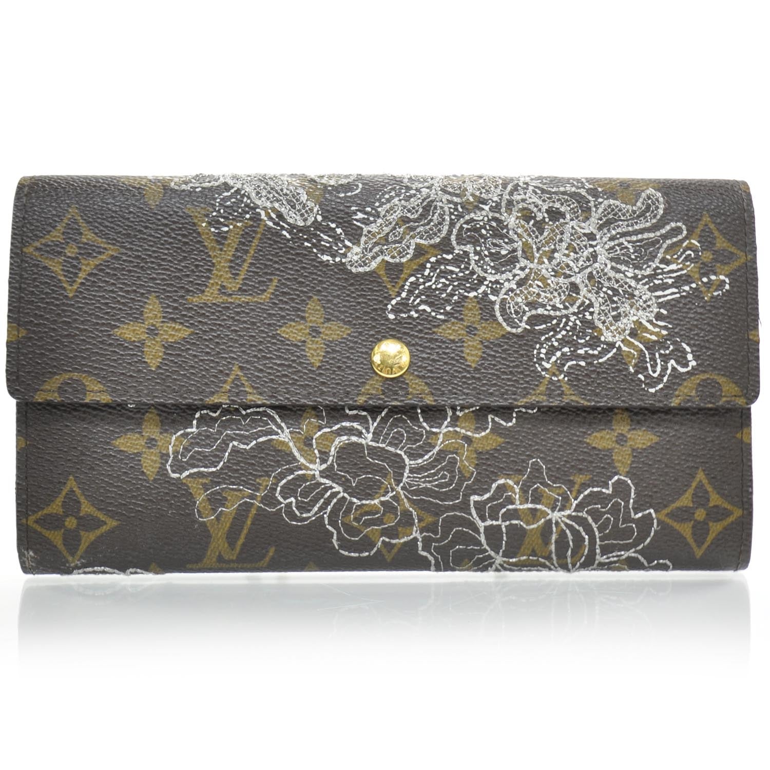 Louis Vuitton Monogram Dentelle Sarah Wallet Silver 1 of 8