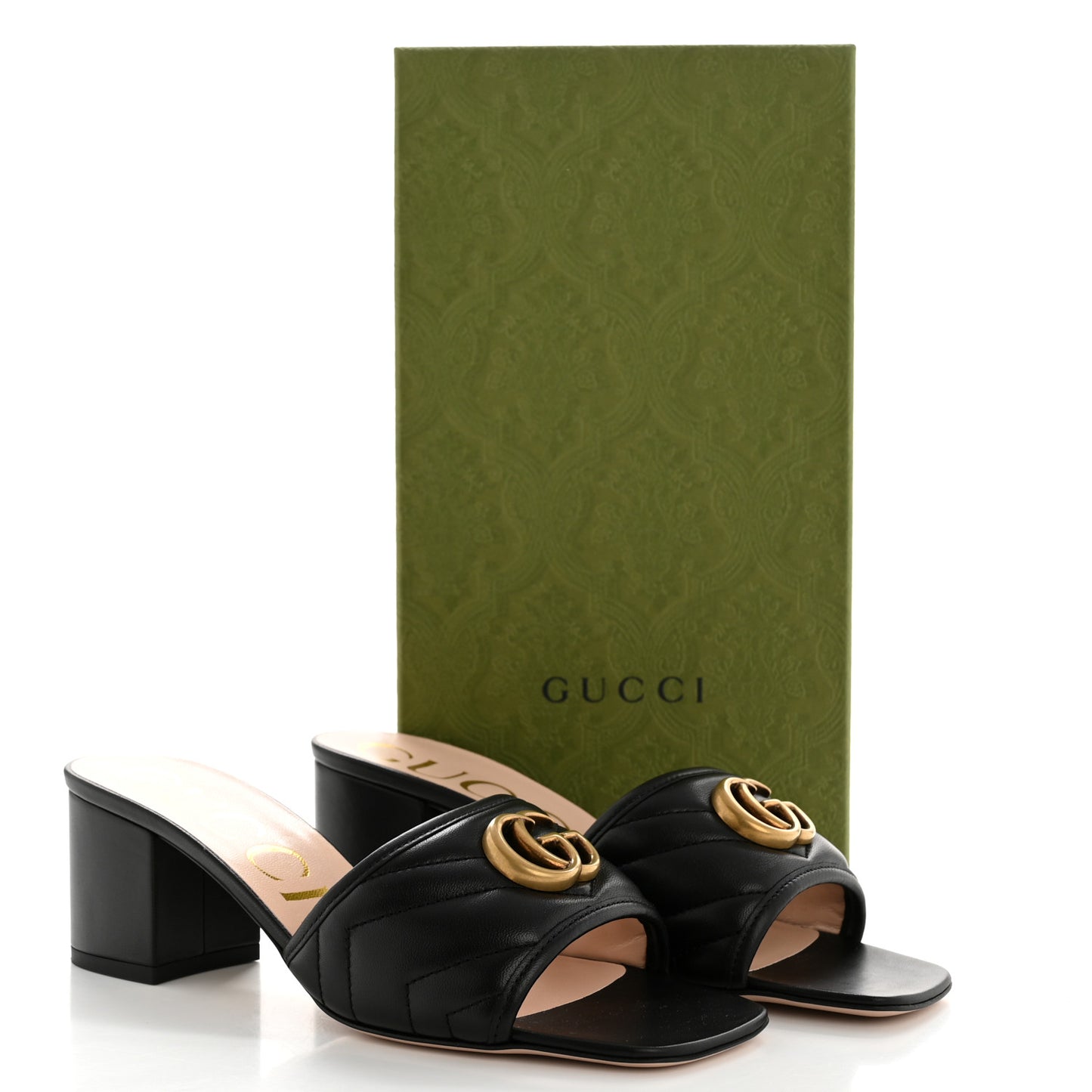 Nappa Matelasse GG Marmont 55mm Slide Sandals 39 Black