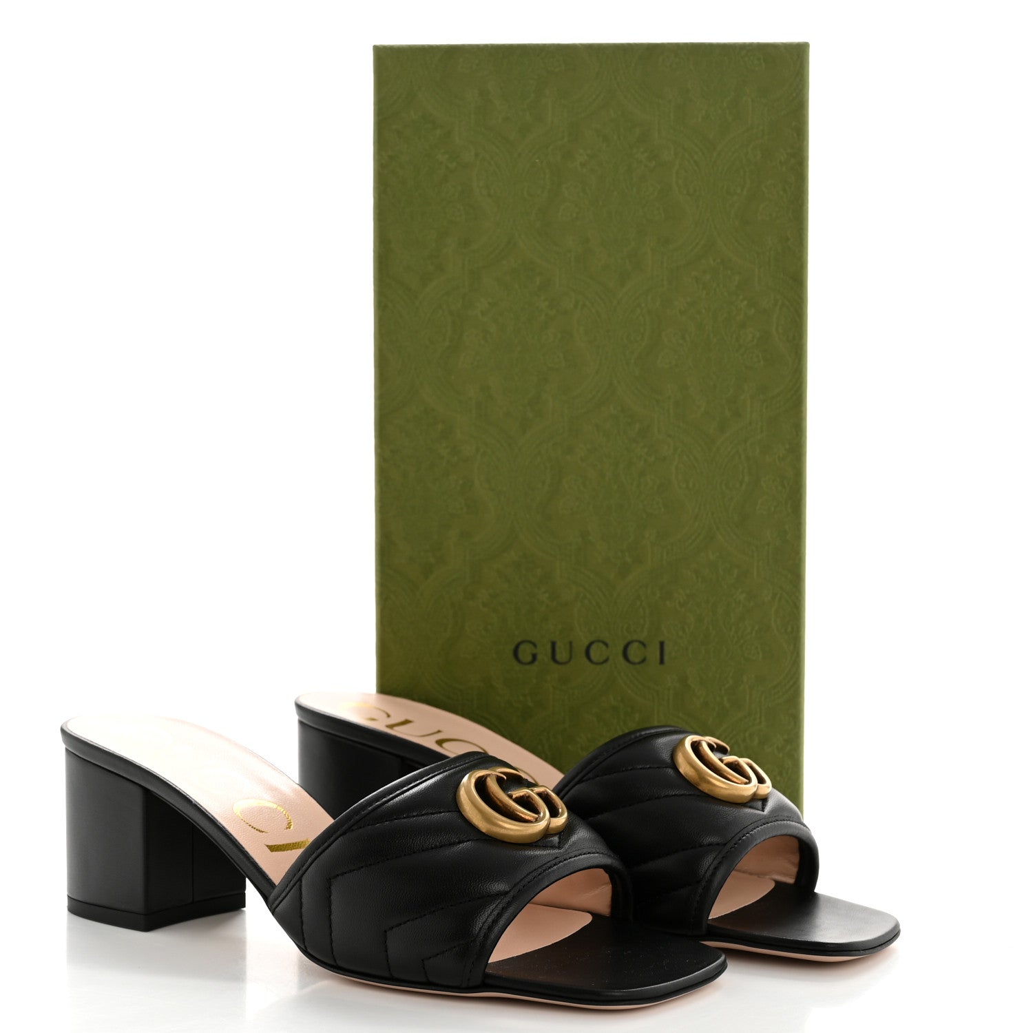 Gucci Nappa Matelasse GG Marmont 55mm Slide Sandals 39 Black 10 of 10