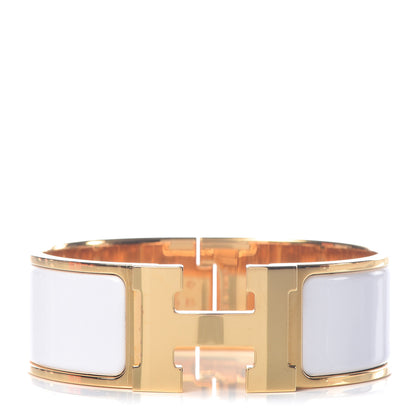 Hermes Enamel Wide Clic Clac H Bracelet GM White 1 of 7