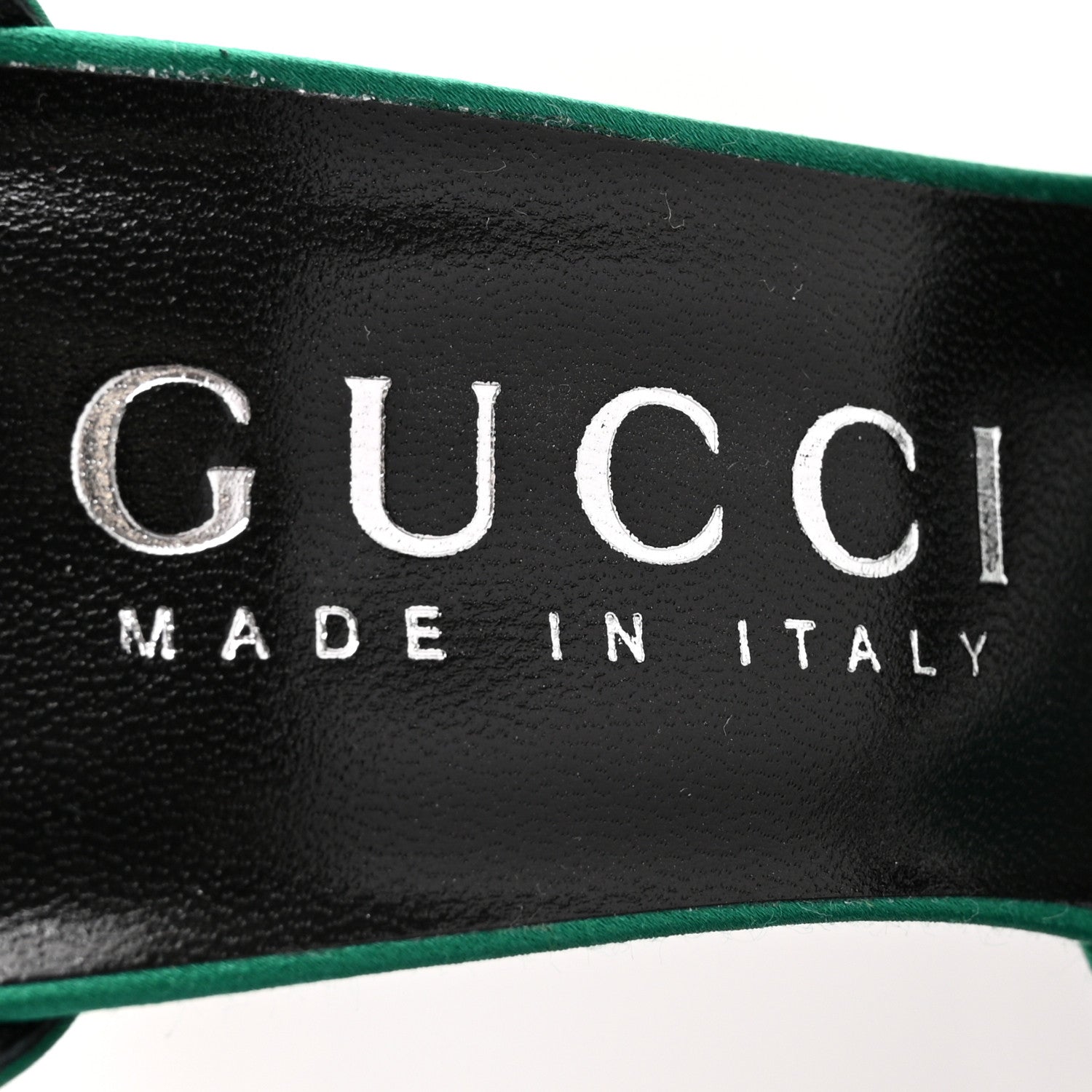 Gucci Satin Crystal Ankle Strap Sandal Pumps 39.5 Emerald 7 of 9