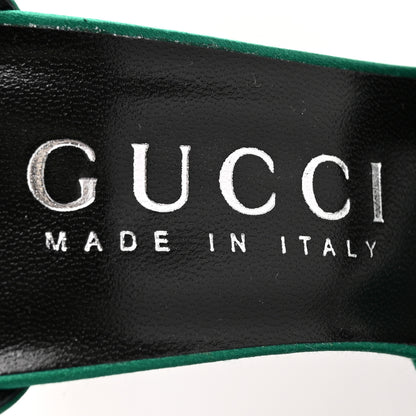 Gucci Satin Crystal Ankle Strap Sandal Pumps 39.5 Emerald 7 of 9