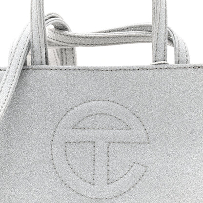 Telfar Glitter Microfiber Small Shopping Bag Silver 8 of 10