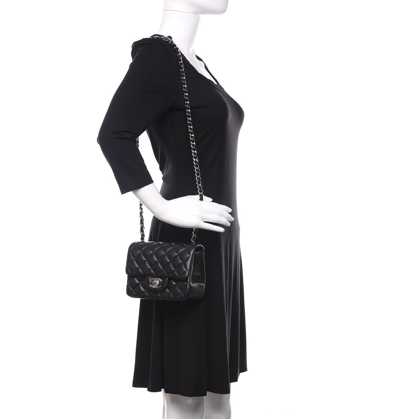 Lambskin Quilted Mini Square Flap Black