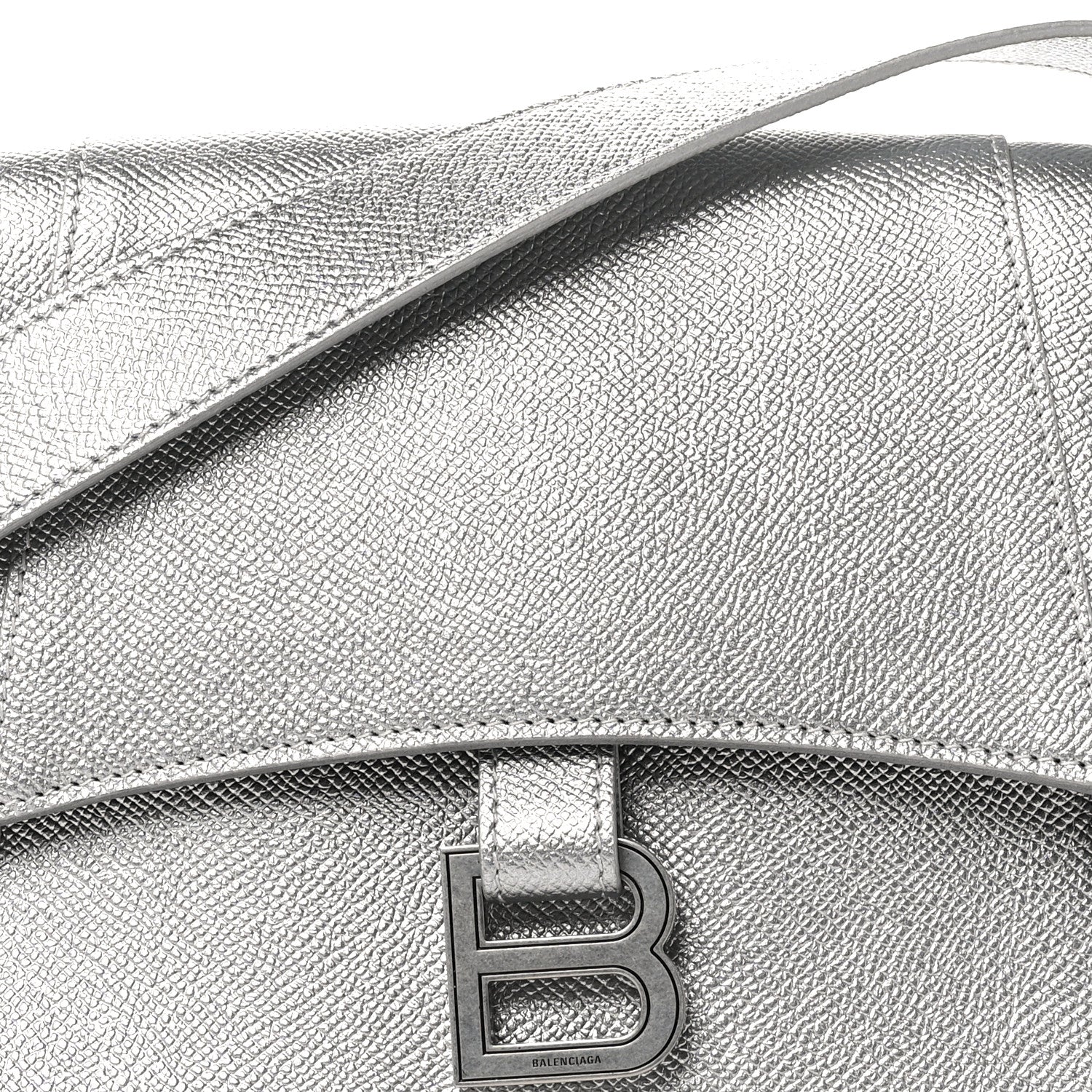 Balenciaga Metallic Soft Textured Calfskin Small Downtown Shoulder Bag Silver 8 of 10