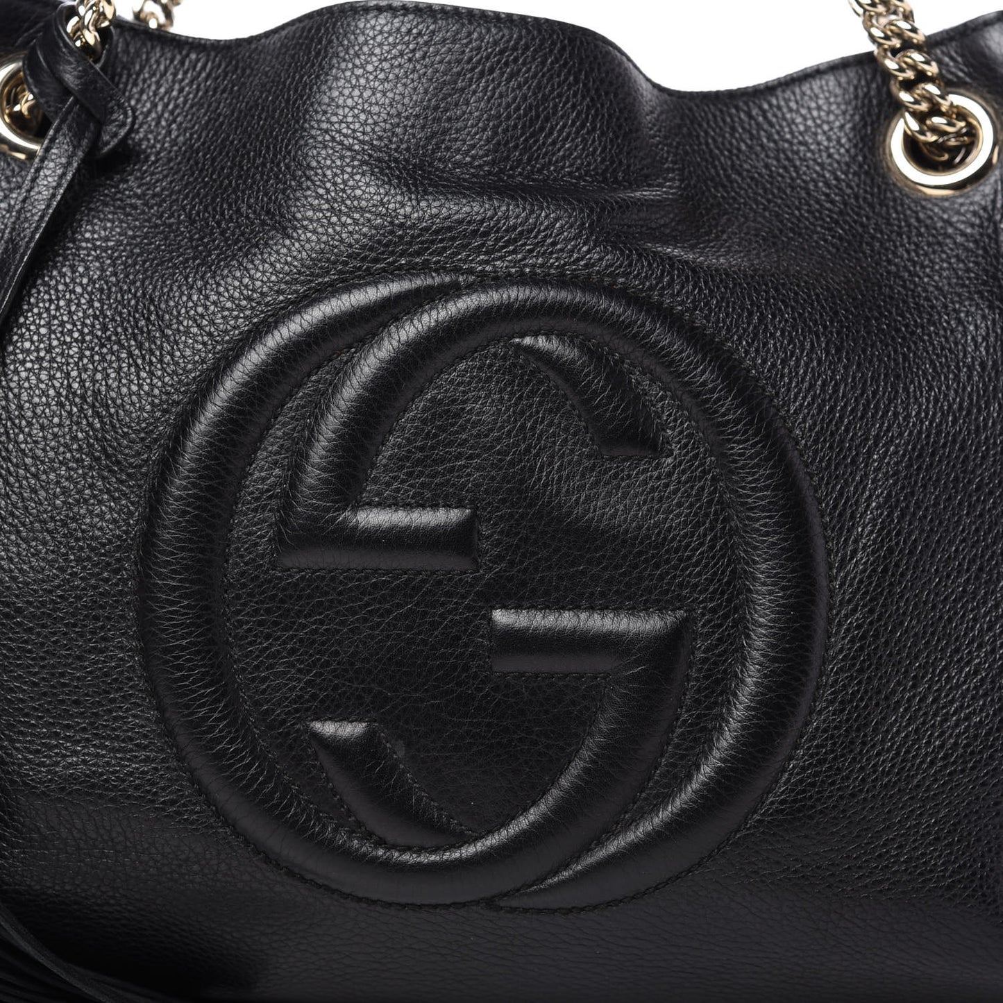 Pebbled Calfskin Medium Soho Chain Shoulder Bag Black