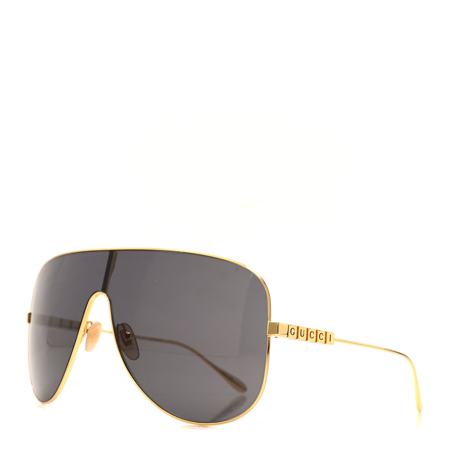 Gucci Metal Mask Sunglasses GG1436S Grey Gold 1 of 8