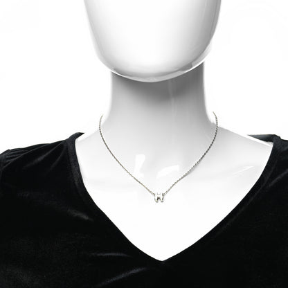 Hermes Lacquered Palladium Mini Pop H Pendant Necklace White 1 of 5