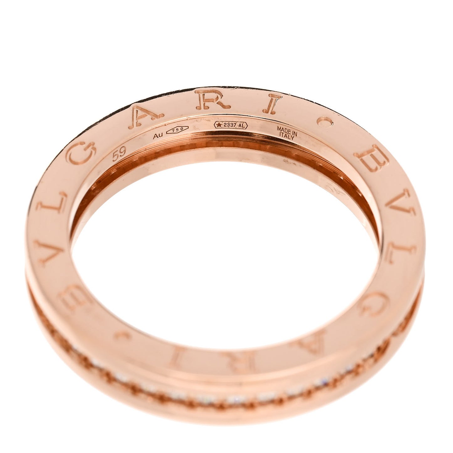 18K Rose Gold Diamond B.Zero1 One-Band Pave Ring 59 8.75
