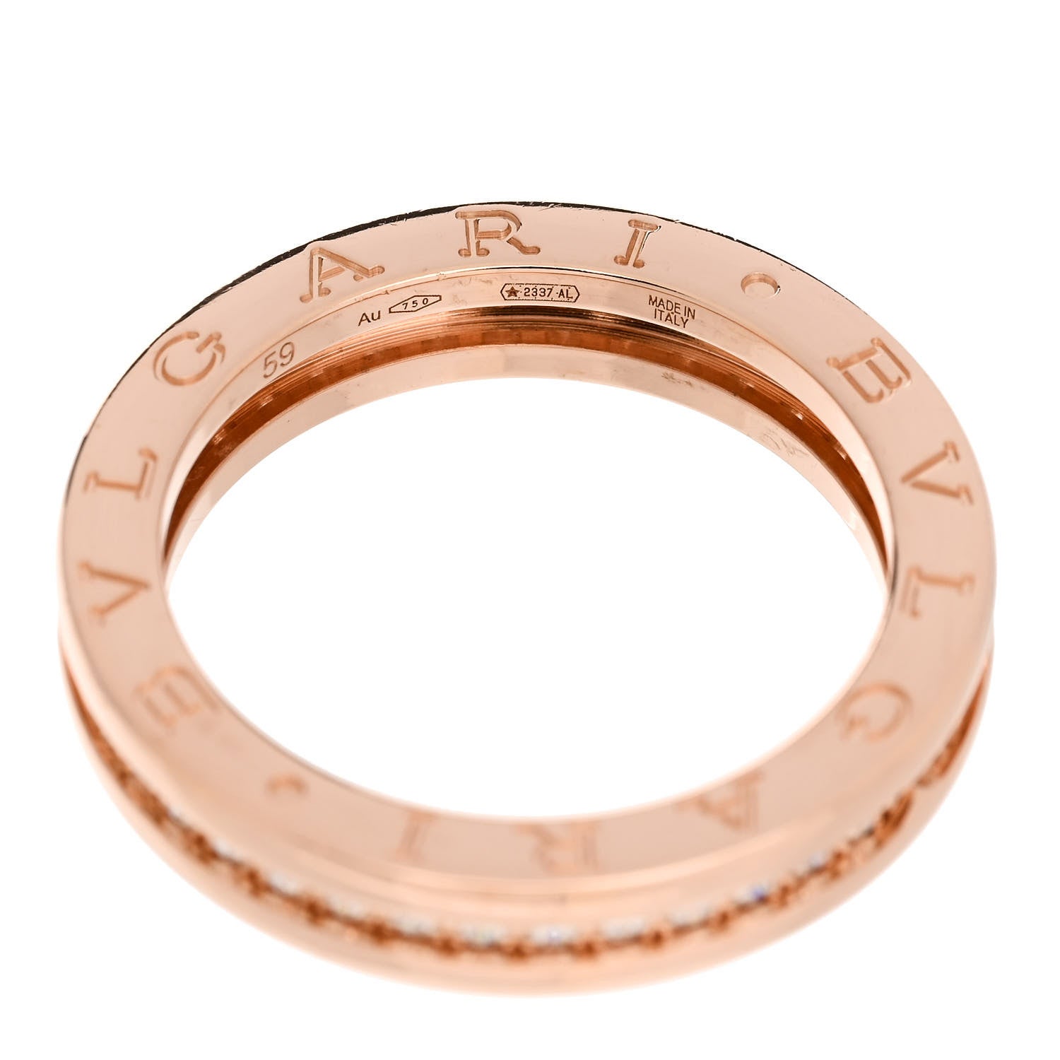 Bulgari 18K Rose Gold Diamond B.Zero1 One-Band Pave Ring 59 8.75 4 of 5