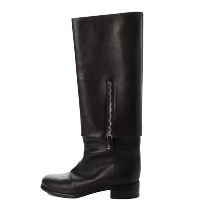 Chanel Calfskin Knee High Boots 39 Brown 1 of 11