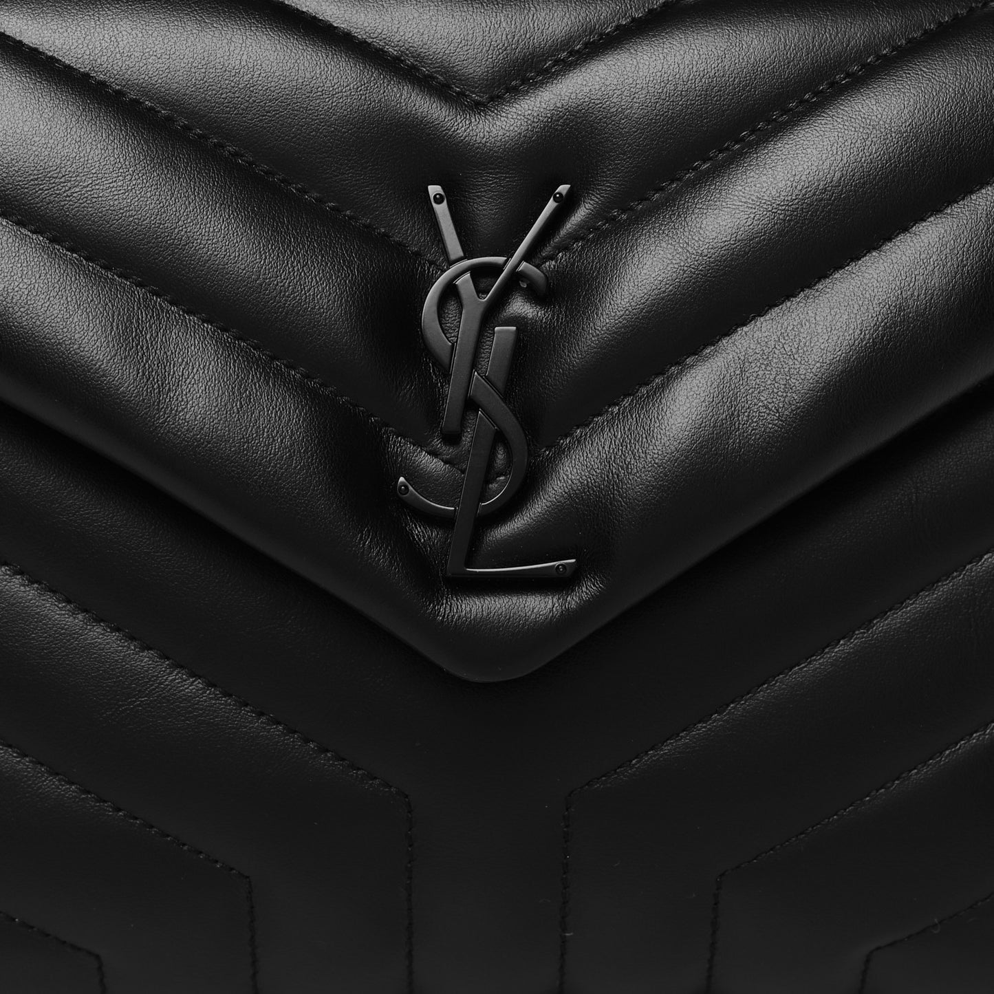 Calfskin Y Quilted Monogram Monochrome Small Loulou Chain Satchel Black