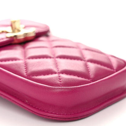 Chanel Lambskin Quilted Phone Chain Clutch Waist Bag Pink 10 of 11
