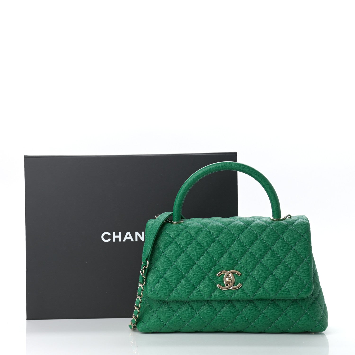 Chanel Caviar Quilted Small Coco Handle Flap Green 9 of 9