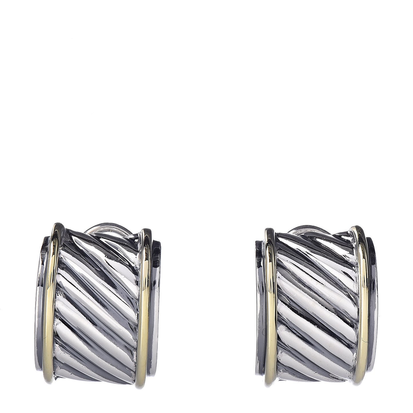 Sterling Silver 14K Yellow Gold Cable Classics Cigar Band Earrings