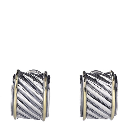 David Yurman Sterling Silver 14K Yellow Gold Cable Classics Cigar Band Earrings 1 of 4