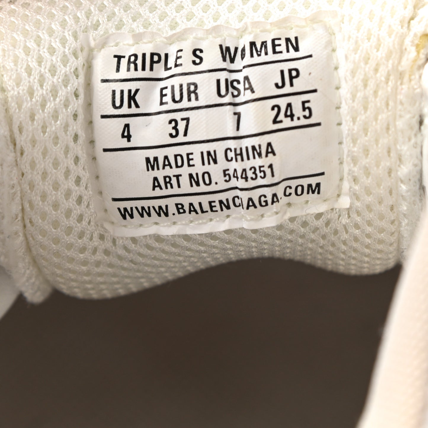 Fabric Mesh Clear Sole Womens Triple S Sneakers 37 White