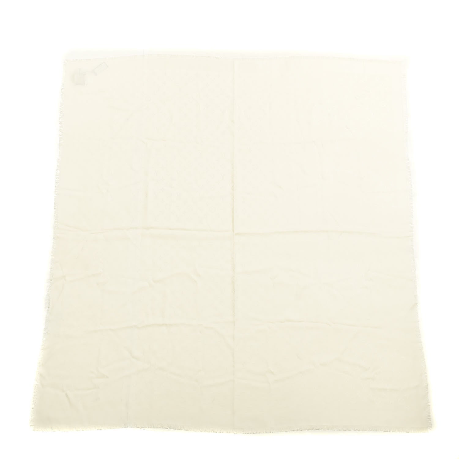 Louis Vuitton Silk Wool Monogram Shine Shawl Beige 1 of 4