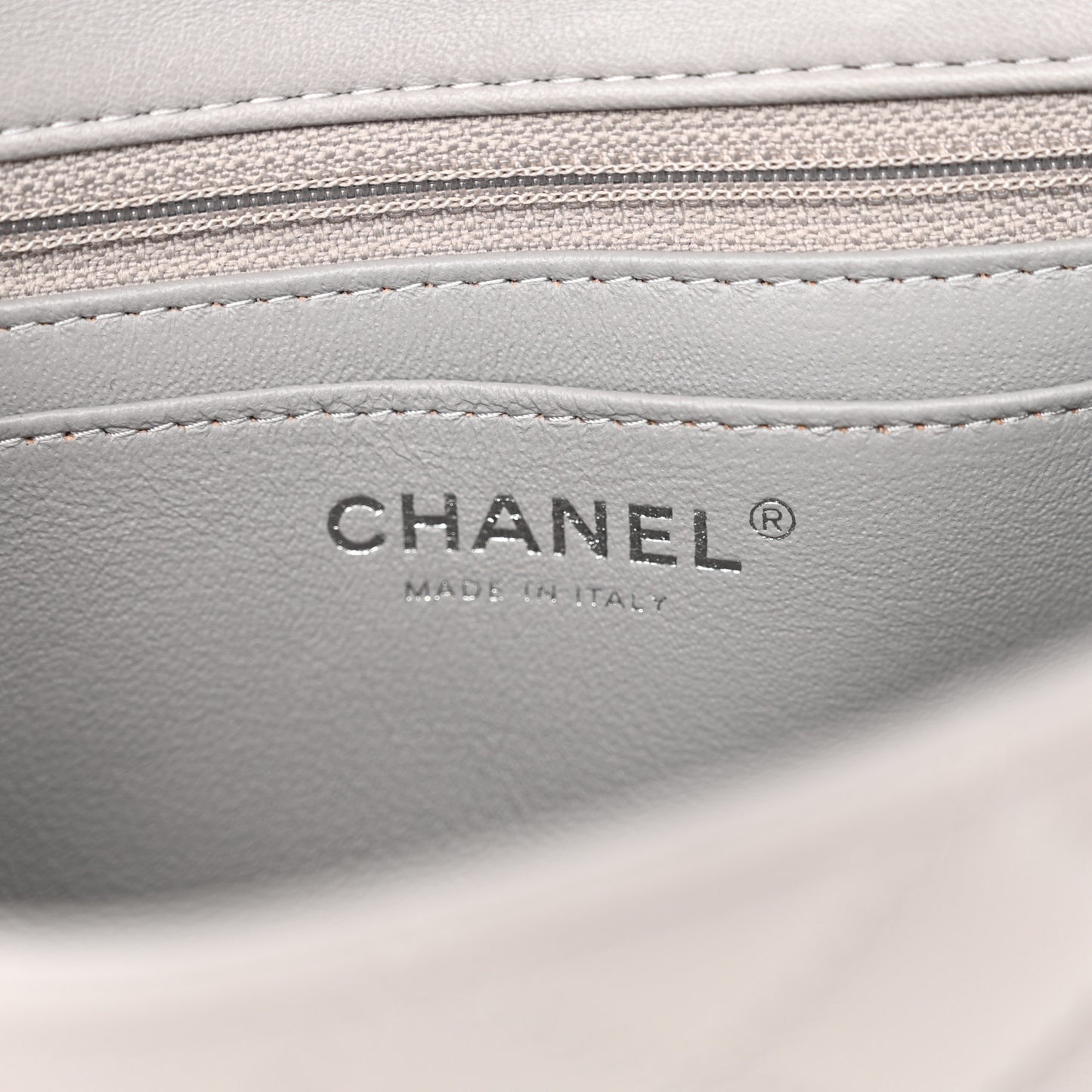 Lambskin Quilted Mini Rectangular Flap Grey