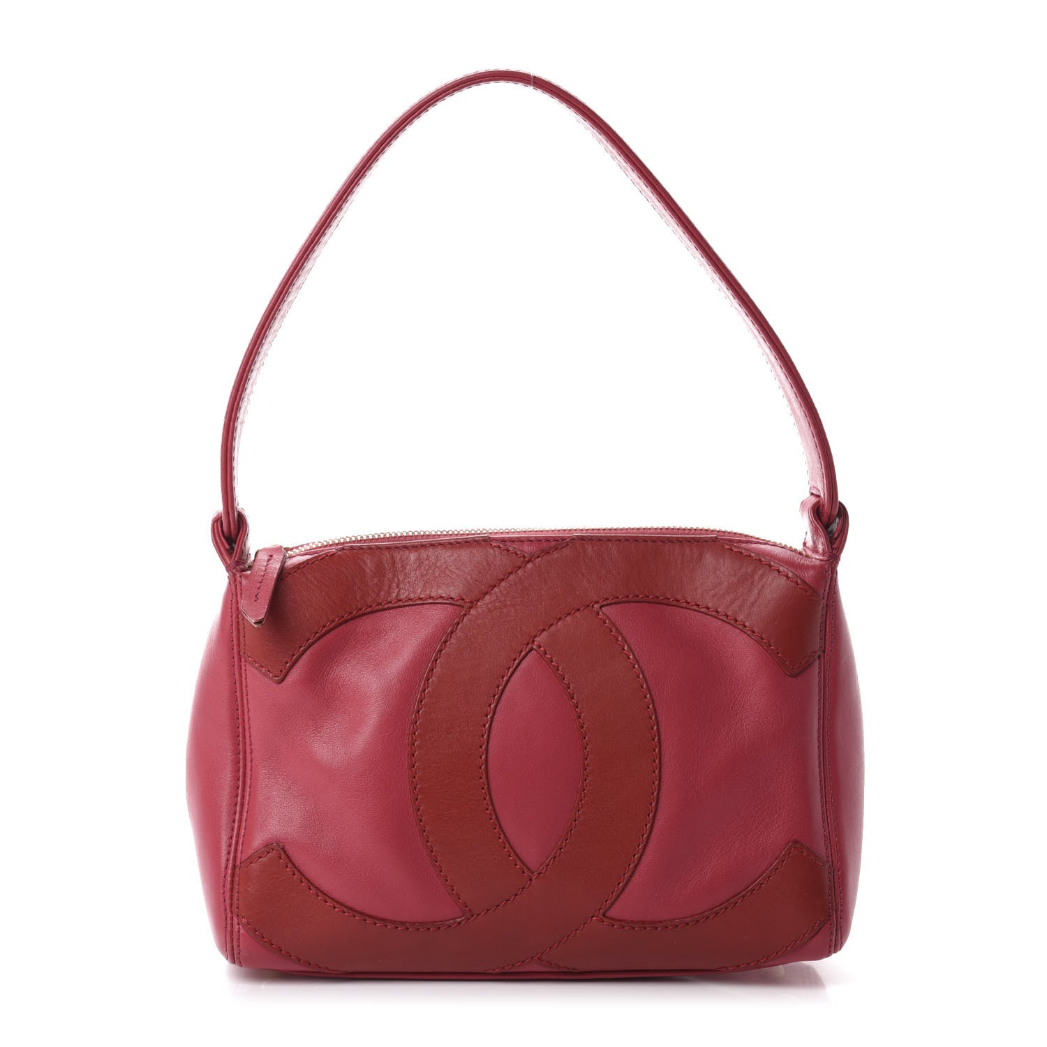 Chanel Lambskin CC Stitched Small Shoulder Bag Red Pink 1 of 12