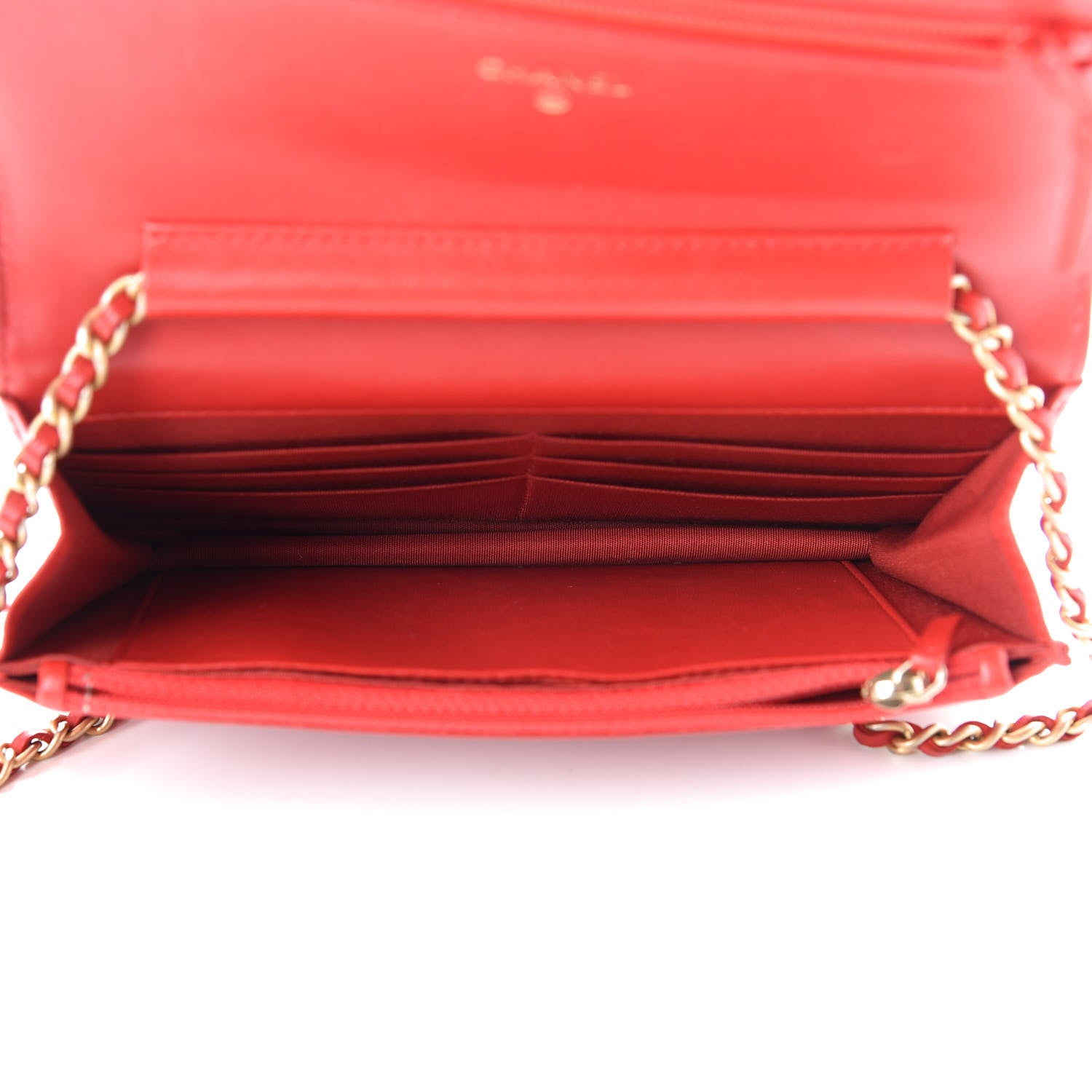 Chanel Lambskin Quilted Boy Wallet On Chain WOC Red 5 of 9