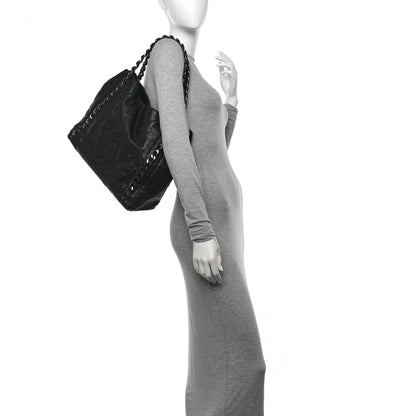 Chanel Glazed Calfskin Modern Chain Tote Black 2 of 14