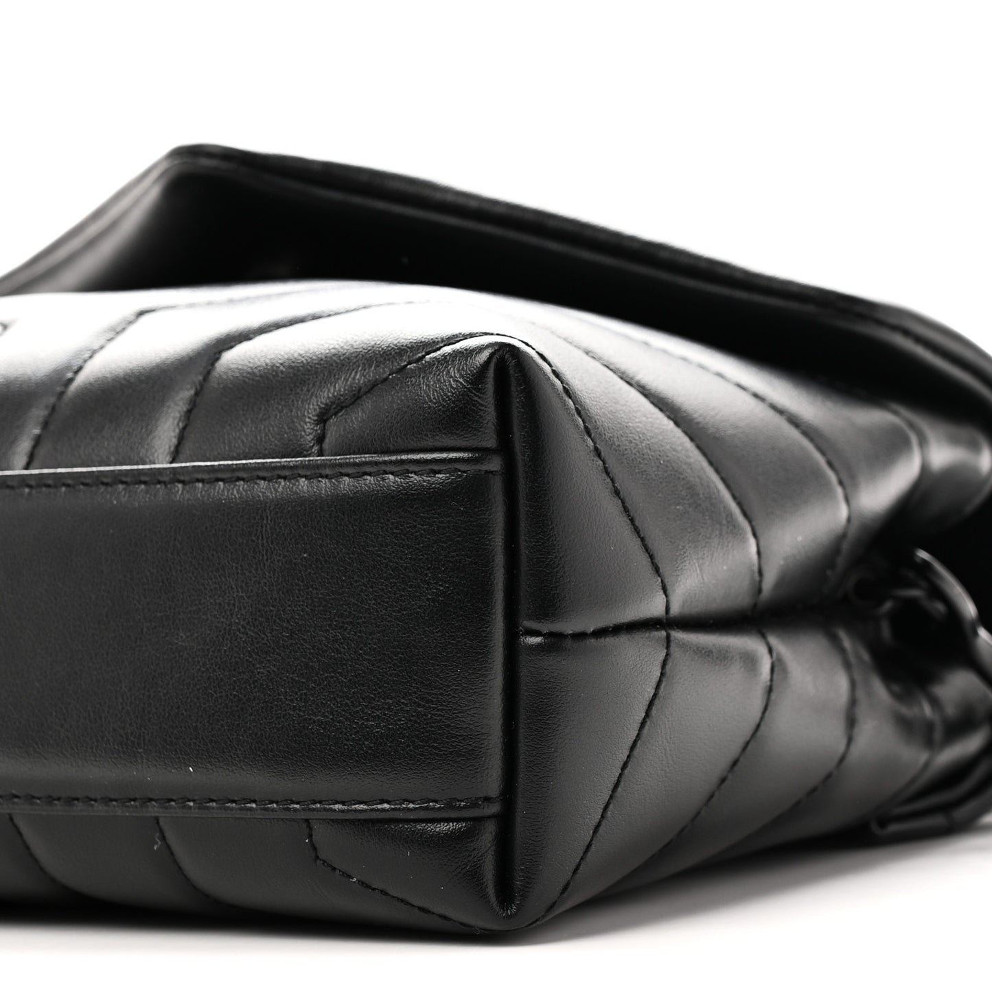 Calfskin Y Quilted Monogram Monochrome Toy Loulou Crossbody Bag Black Black