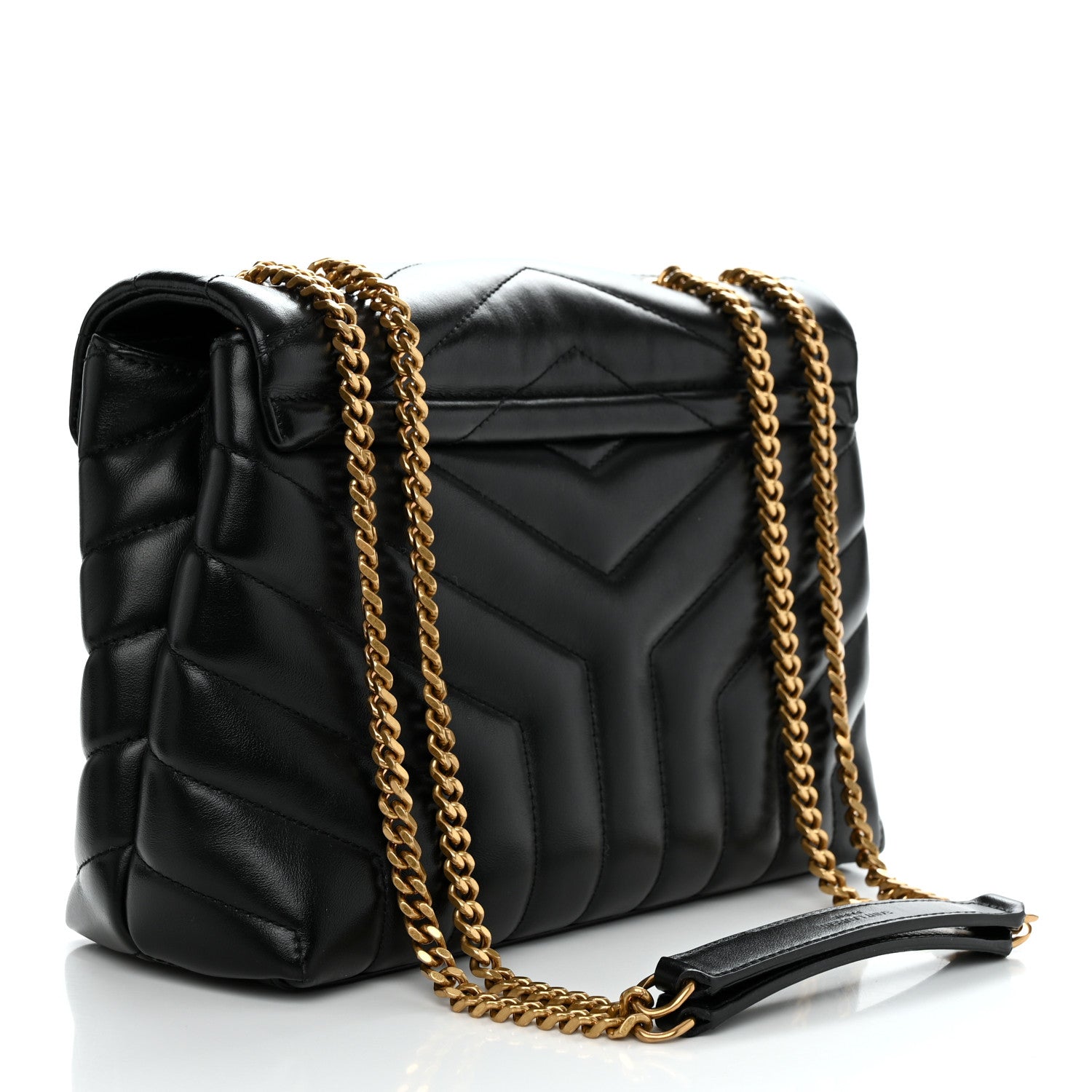Saint Laurent Calfskin Y Quilted Monogram Small Loulou Chain Satchel Black 2 of 11