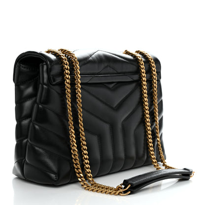 Saint Laurent Calfskin Y Quilted Monogram Small Loulou Chain Satchel Black 2 of 11