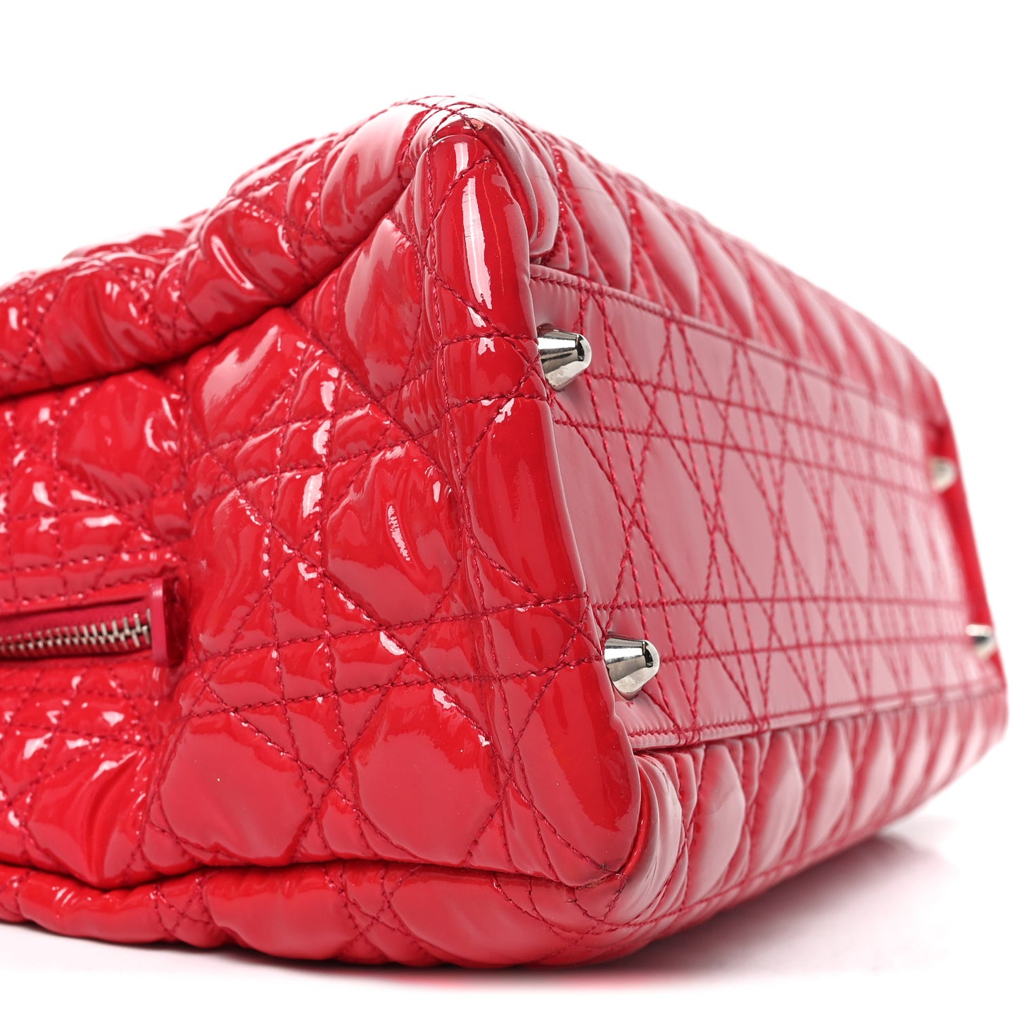 Patent Cannage Large Dior Soft Shopping Tote Red