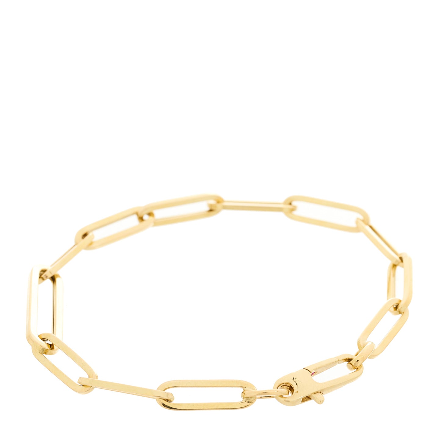 18K Yellow Gold Classic Alternating Size Paper Clip Bracelet