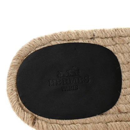 Hermes Calfskin Mens Antigua Espadrille Sandals 43 Black 8 of 10