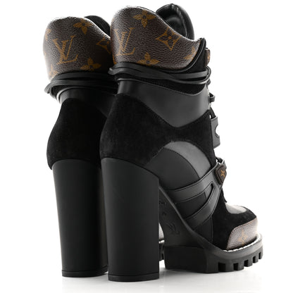 Louis Vuitton Suede Calfskin Monogram Star Trail Ankle Boots 35 Black 3 of 8