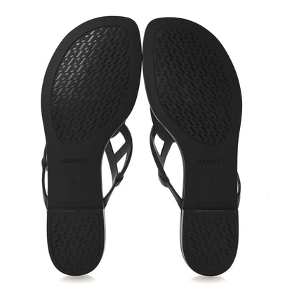 Hermes Rubber Womens Egerie Sandals 37 Black 6 of 9