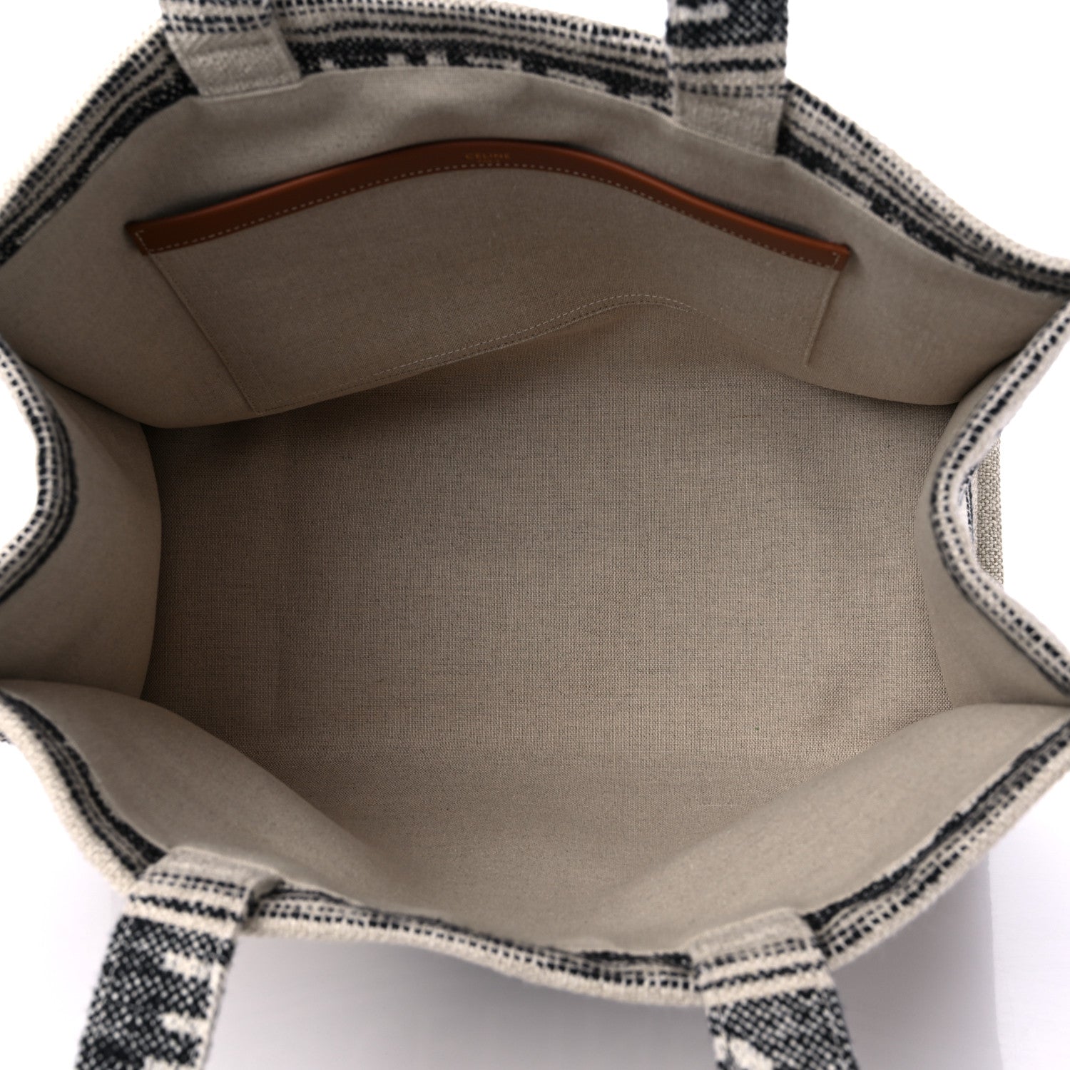 Celine Jacquard Striped Large Cabas Thais White Black 5 of 8