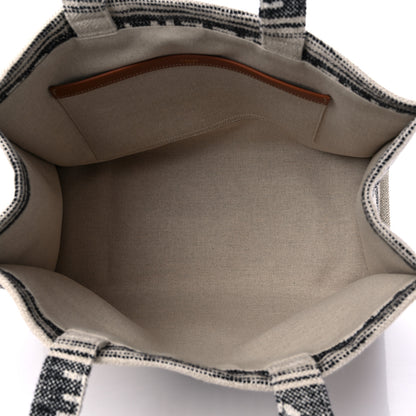 Celine Jacquard Striped Large Cabas Thais White Black 5 of 8