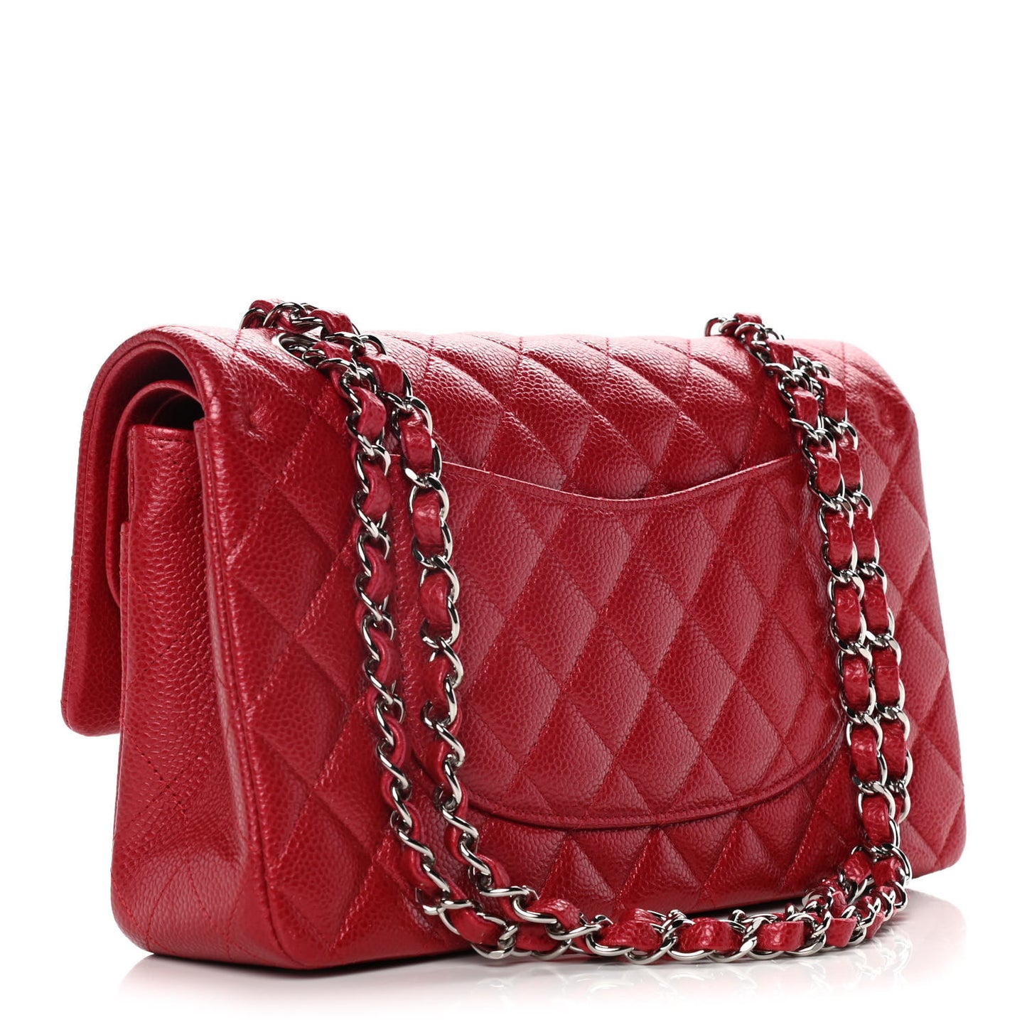 Metallic Caviar Quilted Medium Double Flap Dark Pink