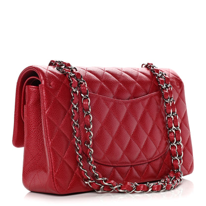 Chanel Metallic Caviar Quilted Medium Double Flap Dark Pink 3 of 10