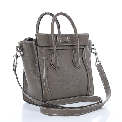 Celine Drummed Calfskin Nano Luggage Souris 3 of 11