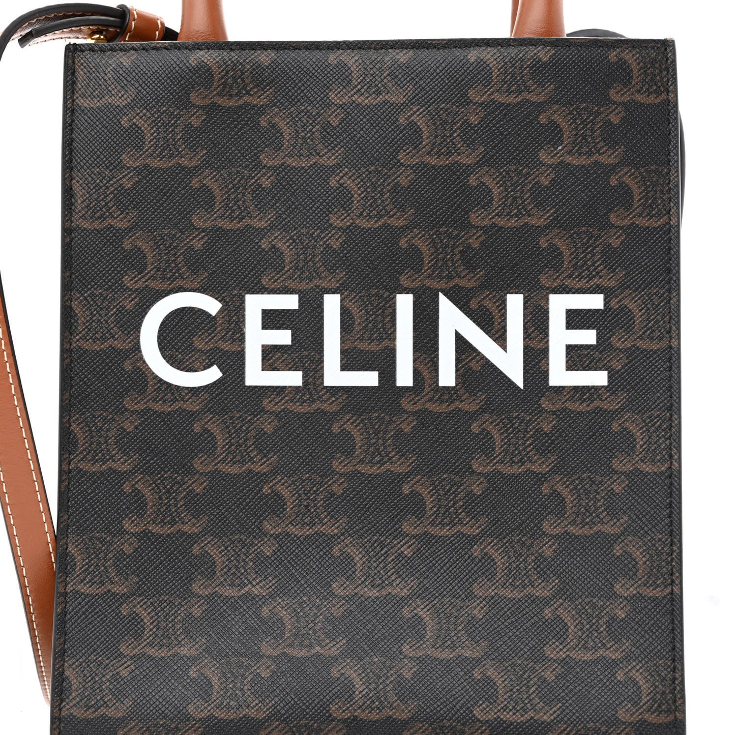 Triomphe Canvas Calfskin Mini Vertical Cabas Tan