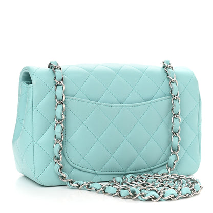 Chanel Lambskin Quilted Mini Rectangular Flap Light Blue 3 of 10