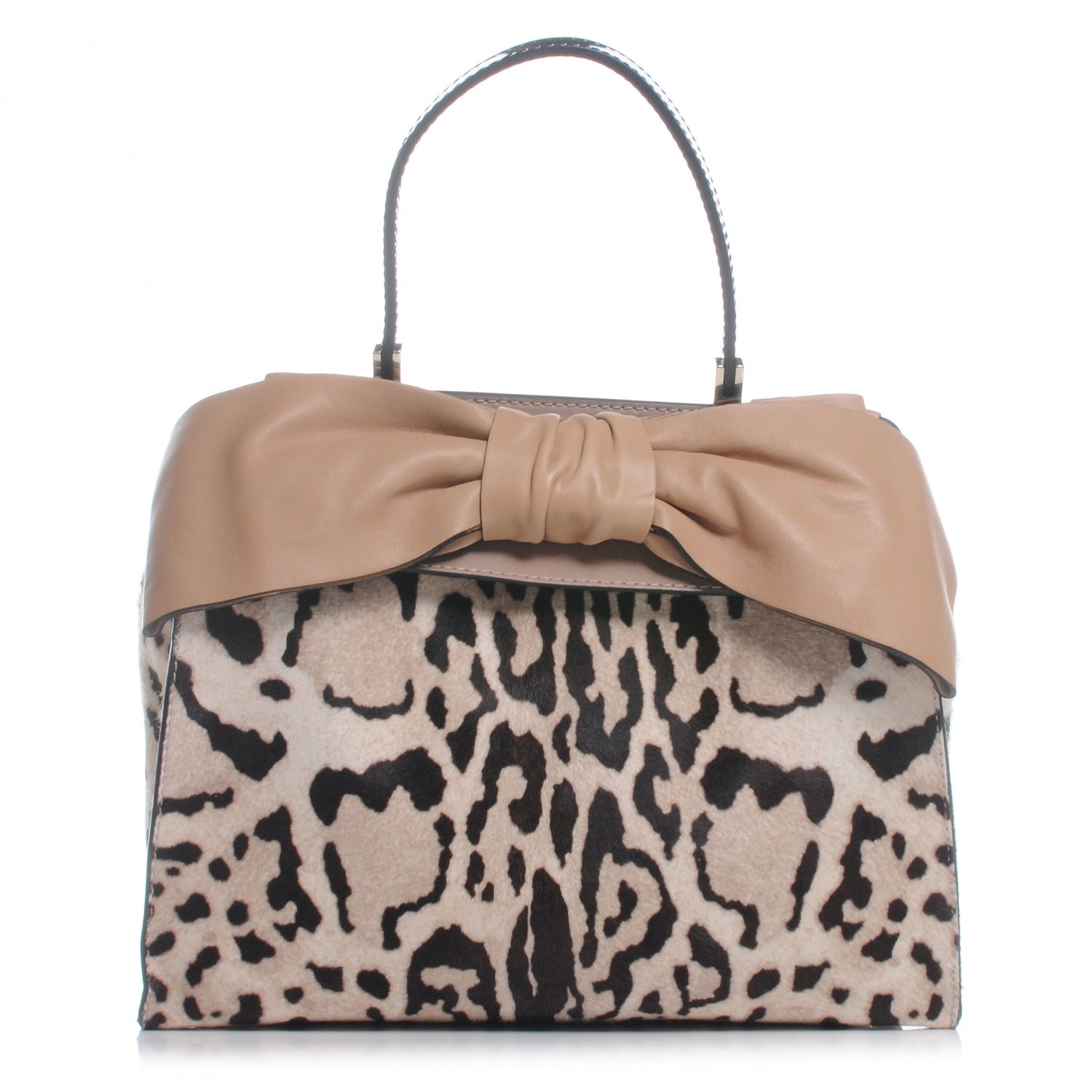 Valentino Garavani Calf Hair Leopard Print Aphrodite Bow Satchel 1 of 9