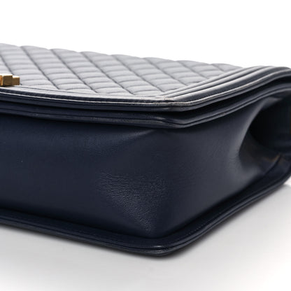 Chanel Lambskin Quilted Large Boy Flap Navy 9 of 10
