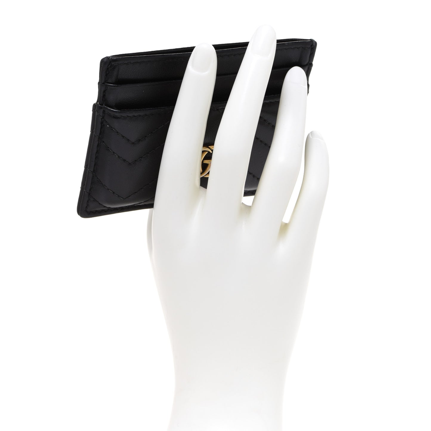 Calfskin Matelasse GG Marmont Card Holder Black