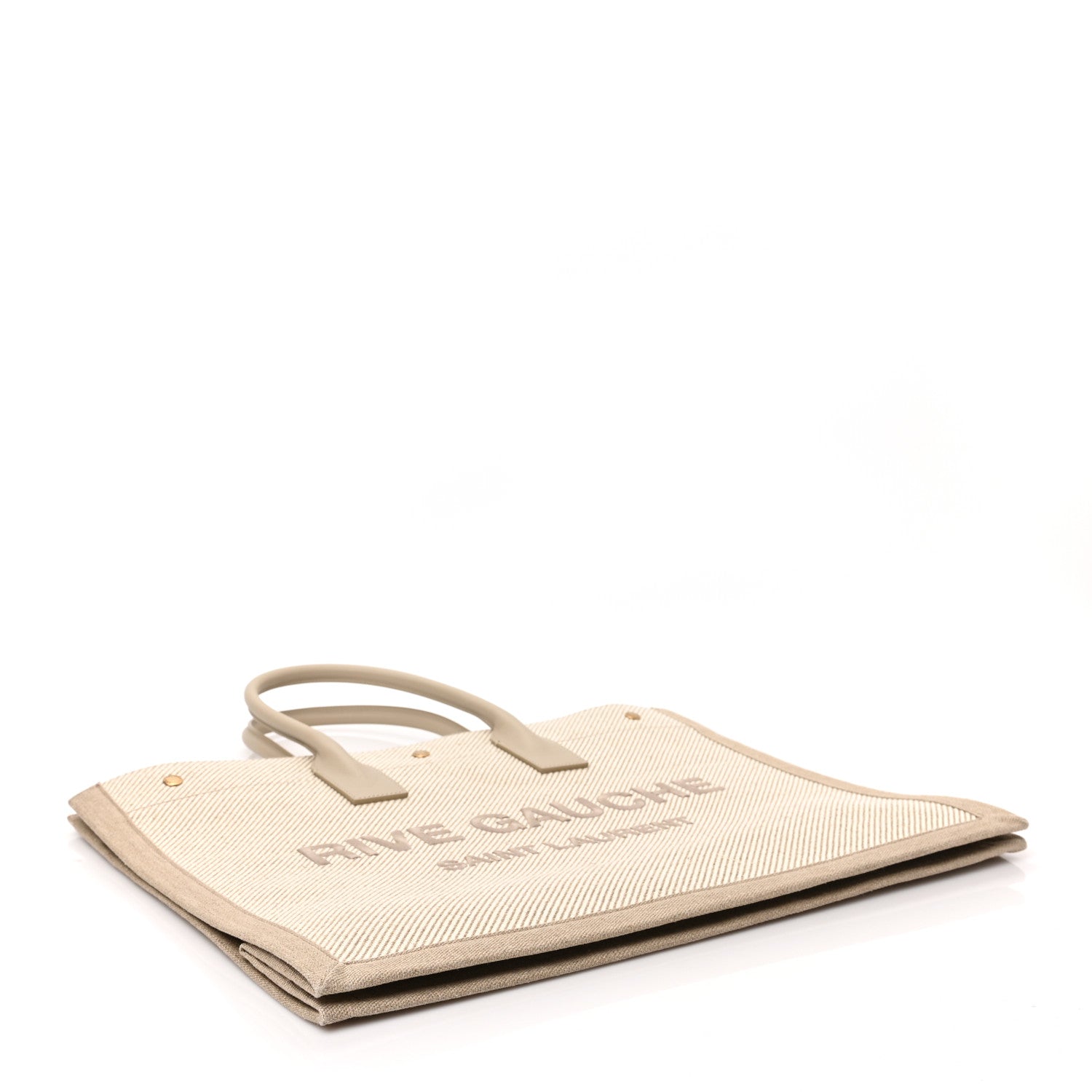 Saint Laurent Linen Calfskin Rive Gauche Tote Beige Sea Salt 4 of 8