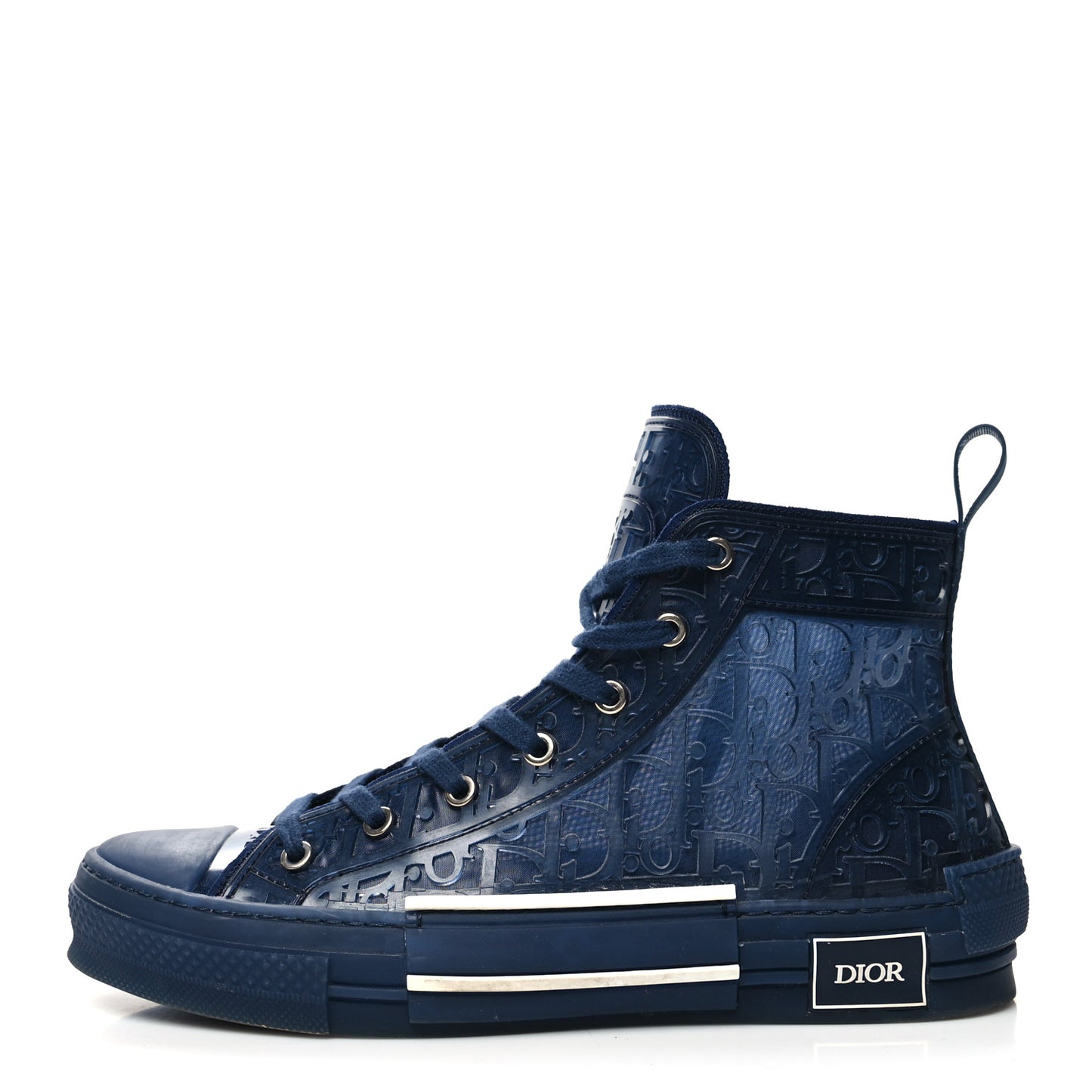 Transparent Canvas Raised Oblique Mens B23 High Top Sneakers 43 Blue