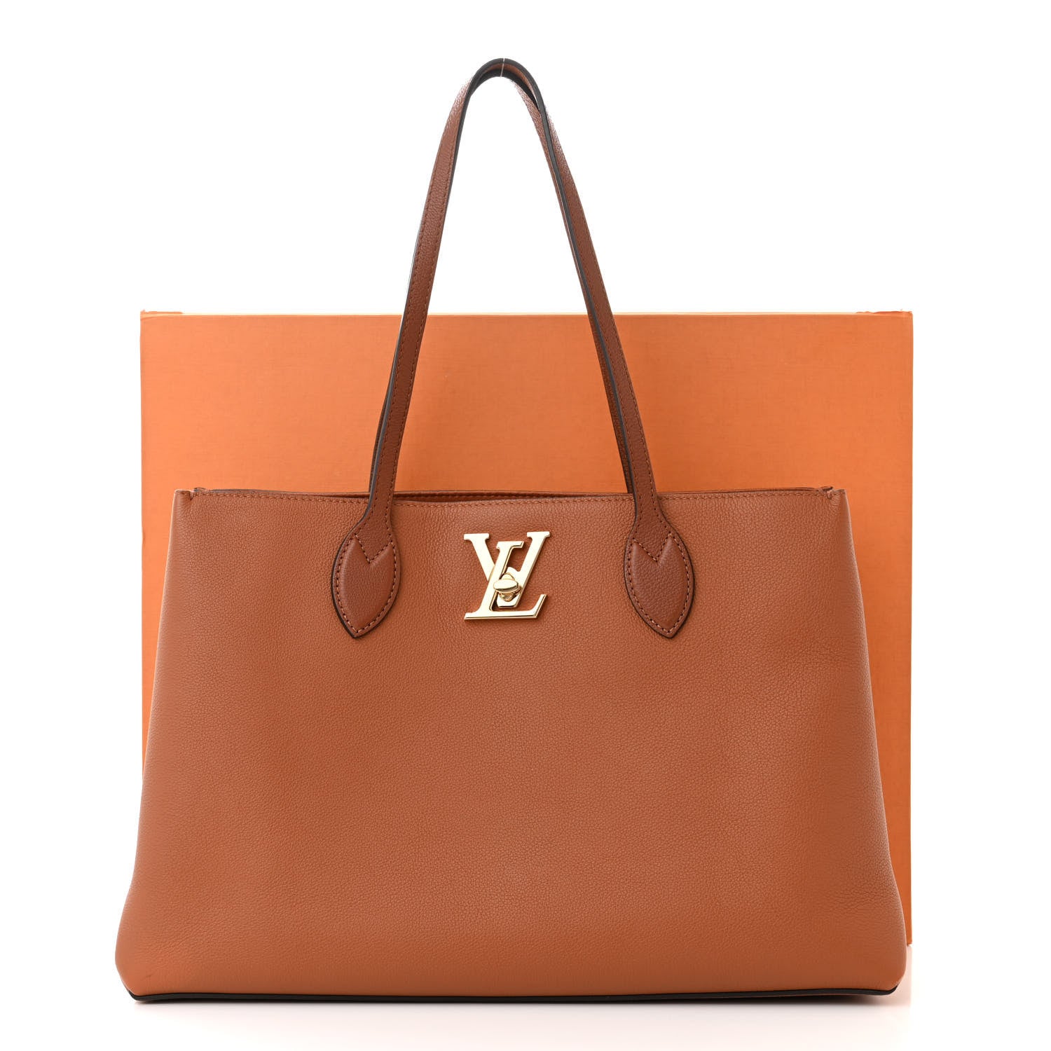 Louis Vuitton Grained Calfskin Lockme Shopper Chataigne 13 of 13