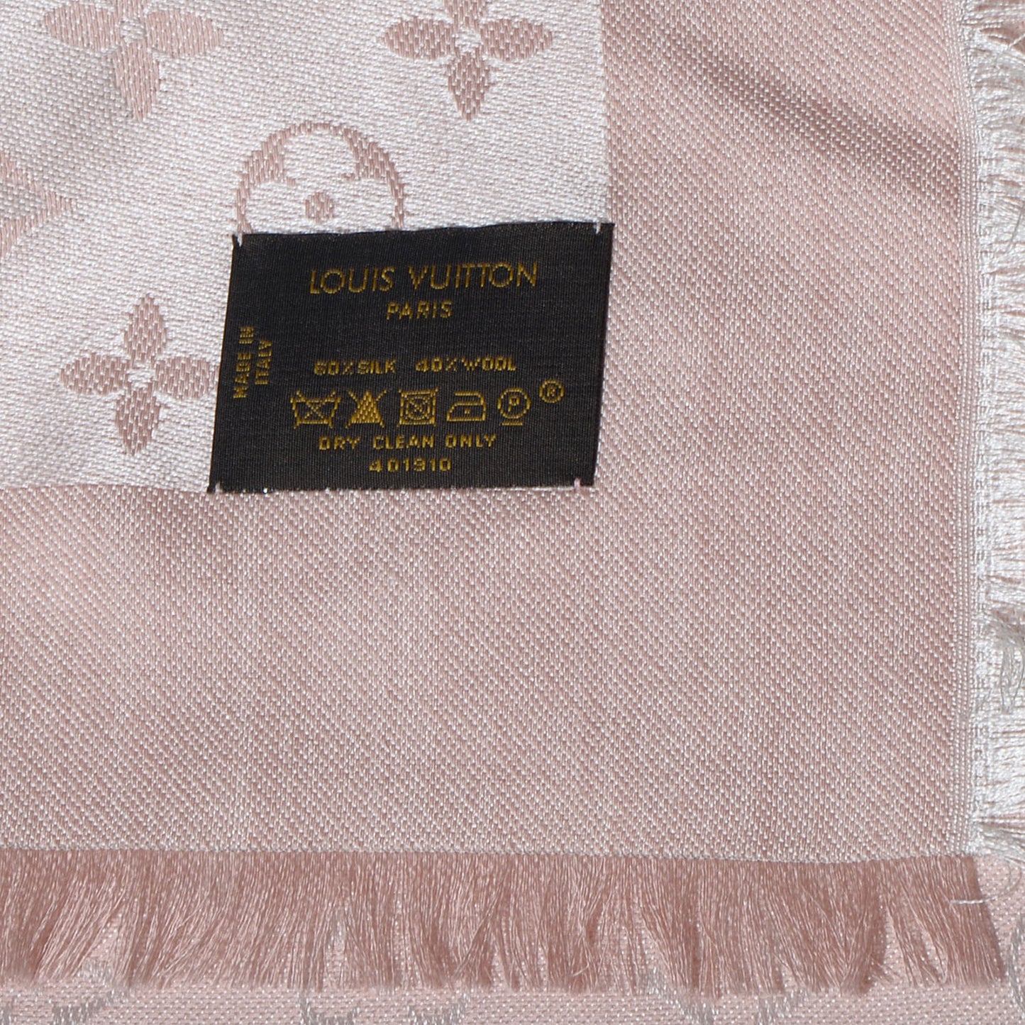 Silk Wool Monogram Denim Shawl Rose